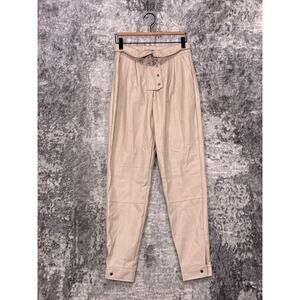New Maniere De Voir Pants Womens Vegan Leather Natural Beige Size 10